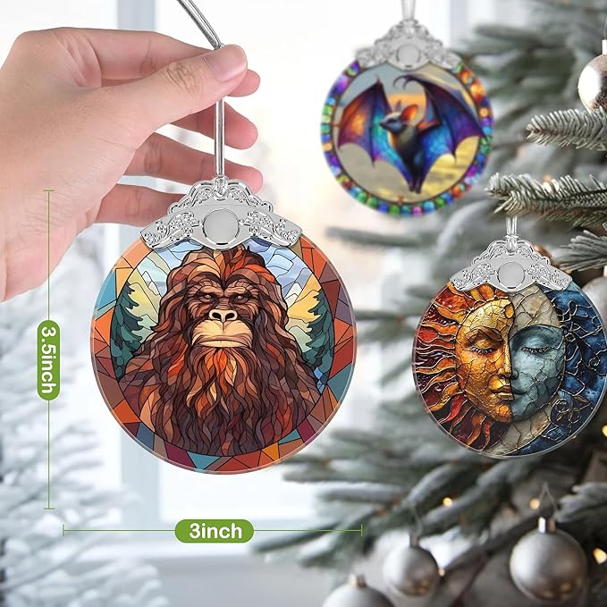 Christmas Ornament, 2025 Ornaments for Christmas Tree, Stained Glass Hanging Ornament, Holiday Ornaments, Unique Gift Idea - Sasquatch