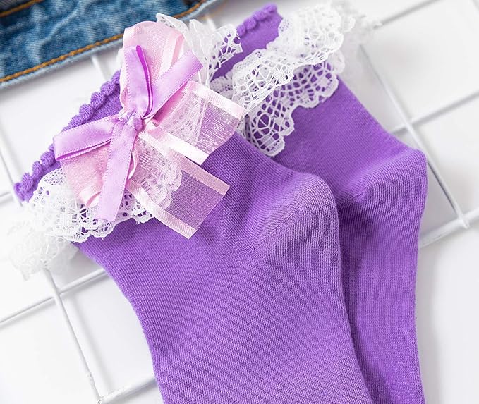 SEMOHOLLI Women Ankle Socks, Lace Ruffle Frilly Comfortable Princess Socks
