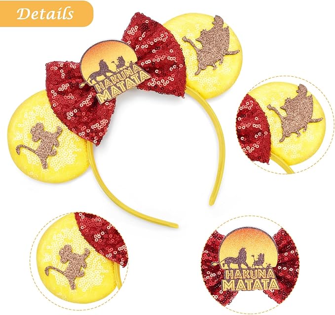 FANYITY Mouse Ears, Sequin Mouse Ears Headband for Boys Girls Women Halloween Birthday Party