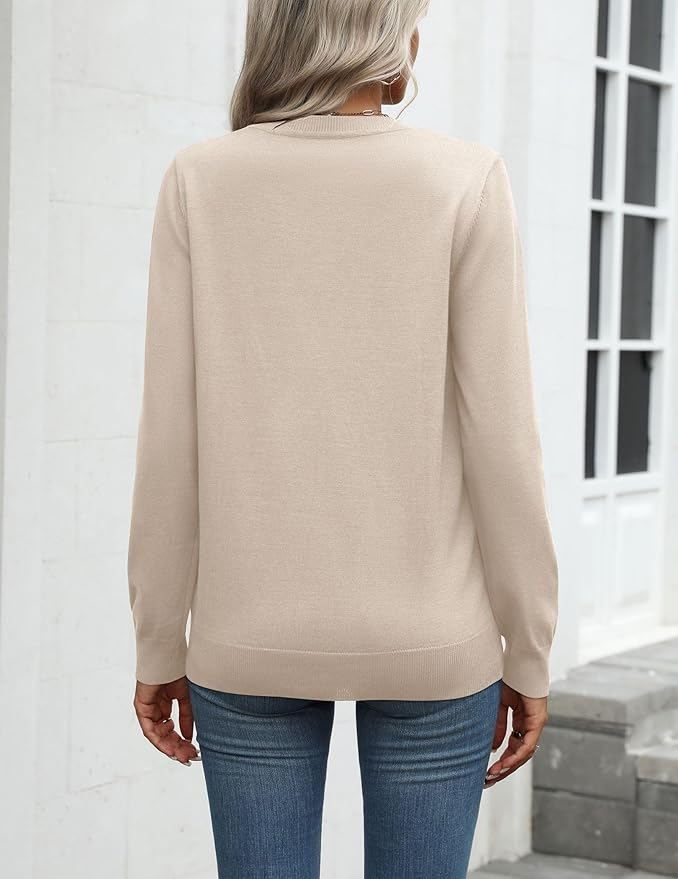Zeagoo Womens 2026 Fall Sweaters Long Sleeve Tops Classic Crew Neck Pullover Sweaters Loose Dressy Casual Basic Clothes