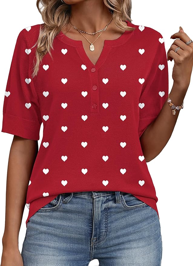 Zeagoo Women's Short Sleeve Sweater 2026 Spring Summer Tops Lightweight Casual V Neck Sweaters Dressy Work Blouses Clothes