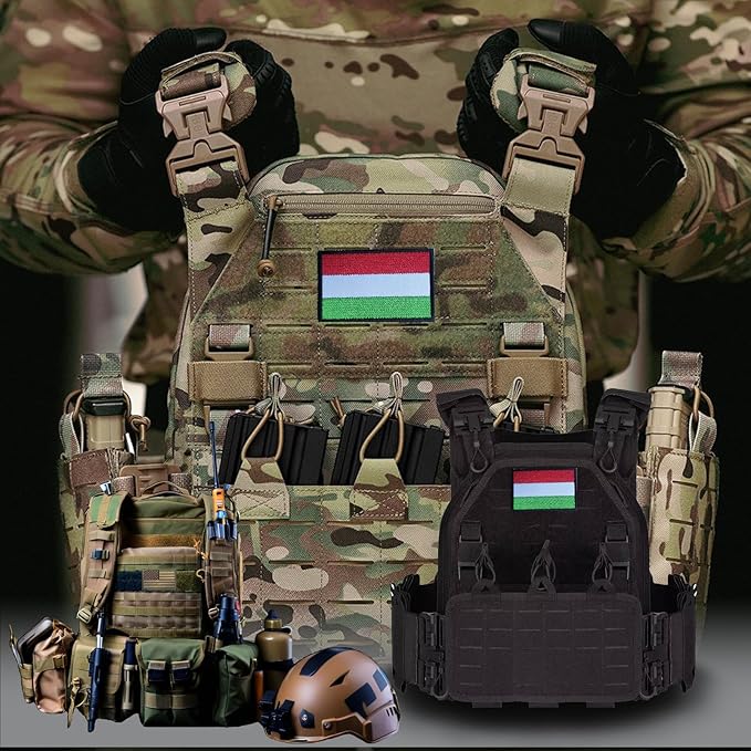 EmWoot 2PCS Hungary Flag Patch Embroidered Morale Patch Military Tactical Patches Hook and Loop