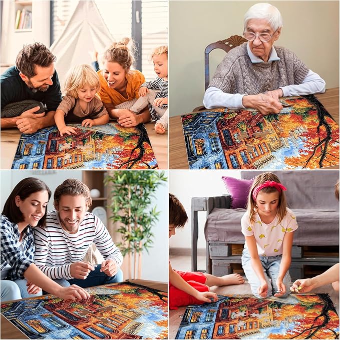 500 Pieces Jigsaw Puzzles for Adults, Beautiful Fall Street Puzzle for Adults Elderly, Recycled Paper Autumn Puzzle 500 Pieces, Glossy, Sturdy Pieces Challenging Family Game (20.5x15in)