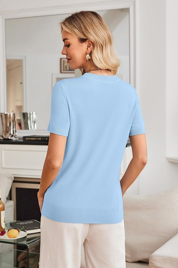 Arach&Cloz Women's Wool Blend Business Casual Essential Fall Layering Pullover Sweaters