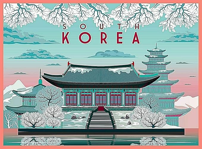 TYmall Jigsaw Puzzle,1000 Piece Puzzle Kids Adult South Korea in Winter Korean Retro Travel Advertisement Art Deco Educational Toy Family Entertainment Educational Puzzles