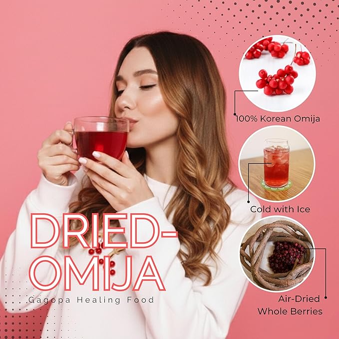 GAGOPA Dried Schisandra Berries (Omija) – 100% Korean Five Flavor Berry, Tart & Refreshing Herbal Tea Ingredient, Caffeine-Free, 100g Pack