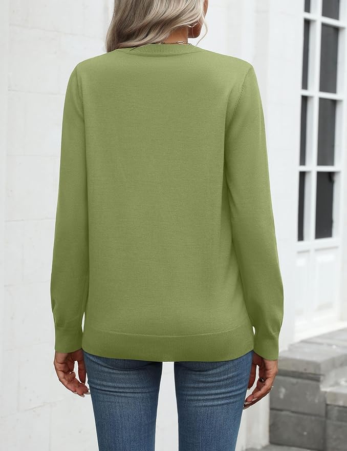 Zeagoo Womens 2026 Fall Sweaters Long Sleeve Tops Classic Crew Neck Pullover Sweaters Loose Dressy Casual Basic Clothes