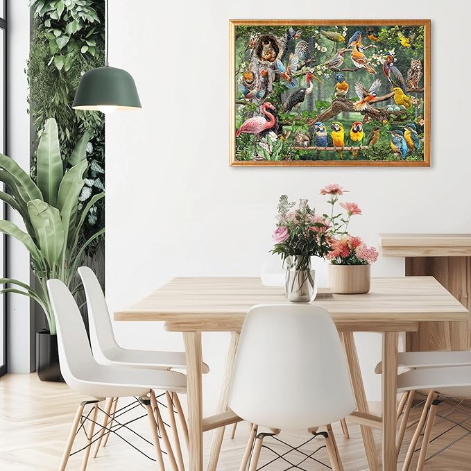 Naturelish Colorful Birds Party 1000-Piece Jigsaw Puzzle for Adults, Challenging Puzzle Game with Unique Shaped Pieces, Perfect for Game Nights and Gift-Giving, Finished Puzzle Size is 26.6 x 19.2 in