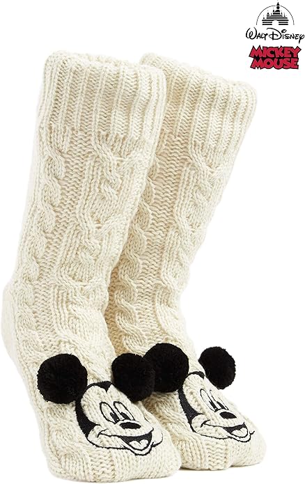 Disney Socks for Women Teens, US Size 4-9, Non Slip & Fluffy Fleece Slipper Socks, Soft, Warm, Breathable, Gifts for Her