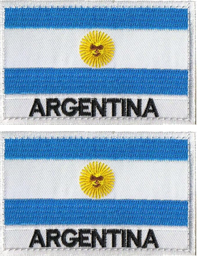 EmWoot 2PCS Argentina Flag Patch Embroidered Morale Patch Military Tactical Patches Hook and Loop(Argentina01)