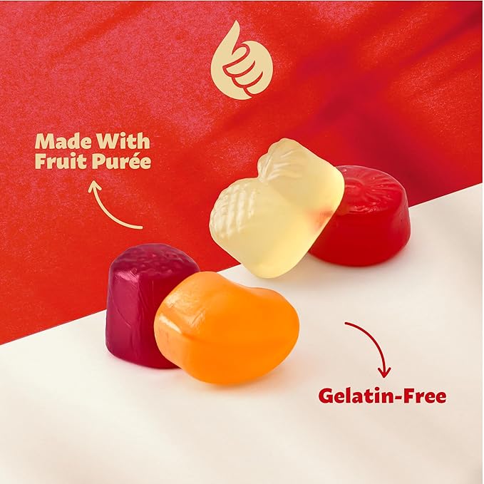 Tropical Fruit Jelly Candy Mix 1-Pound Bag | Vegan Gummies with Real Fruit Puree | Assorted Flavors | Gelatin Free Plant Based Texture | No Artificial Colors and Flavors | Dye Free Candy