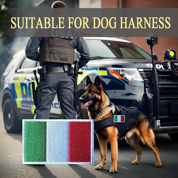 EmWoot 2PCS Italy Flag Patch Embroidered Morale Patch Military Tactical Patches Hook and Loop
