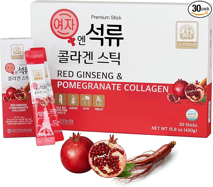 ZIOSTAND Korean Beauty Baekje Geumsan Women's Pomegranate Collagen Jelly Stick 5.1oz / 30 Count (5 Pack)