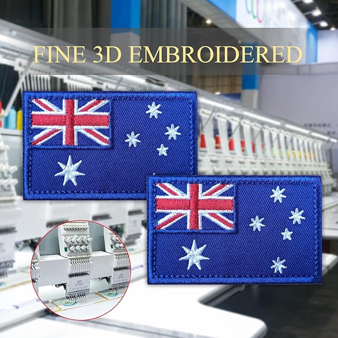 EmWoot 2PCS Australia Flag Patch Embroidered Morale Patch Military Tactical Patches Hook and Loop