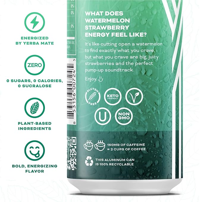 Yerbaé Energy Beverage - Variety Power Pack, 0 Sugar, 0 Calories, 0 Carbs. Yerbae is Energized by Yerba Mate, Plant-Based, Healthy Alternative to Sugary Energy Drinks, 16oz cans (12 Pack)