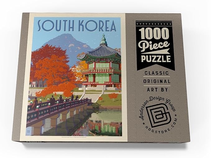 MyPuzzle South Korea, Seoul: Gyeongbokgung Palace, Vintage Poster - Premium 1000 Piece Jigsaw Puzzle for Adults