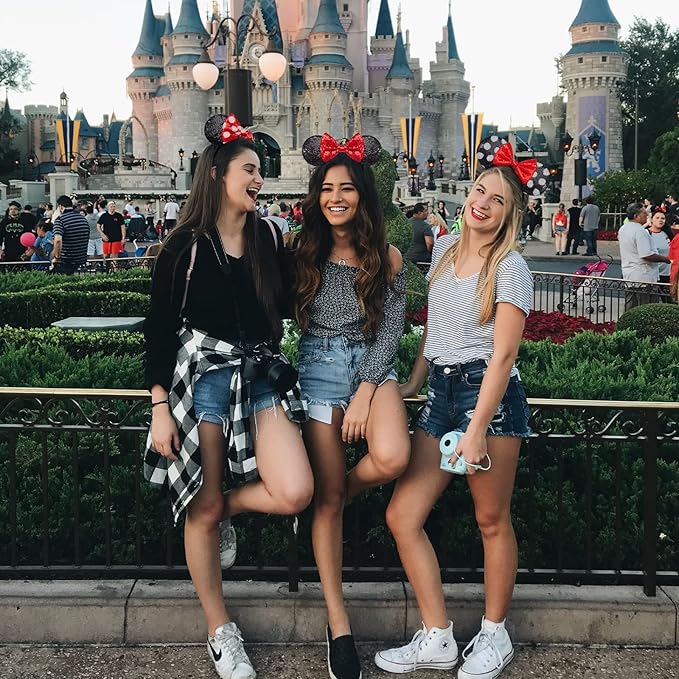 YUNISS 2 PCS Mouse Ears, Shiny Sequin Bow Mouse Ears Headbands for Adult Women Girls Christmas Birthday Party