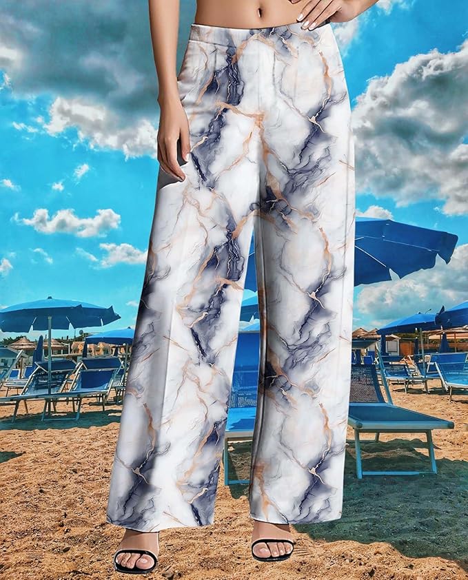 Womens Boho Pants Casual Oversize High Waisted Wide Leg Trousers Pattern Printed Ourdoors Pant for 2025 Summer