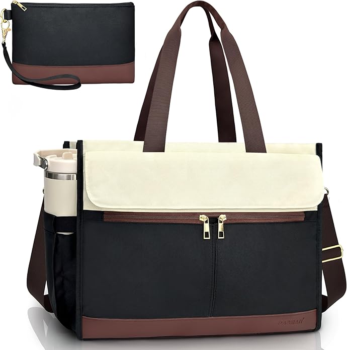 Laptop Bag for Women - 15.6 Inch Tote Work Bag with Compartments Nurse Teacher Bag Large Lightweight Office Handbag