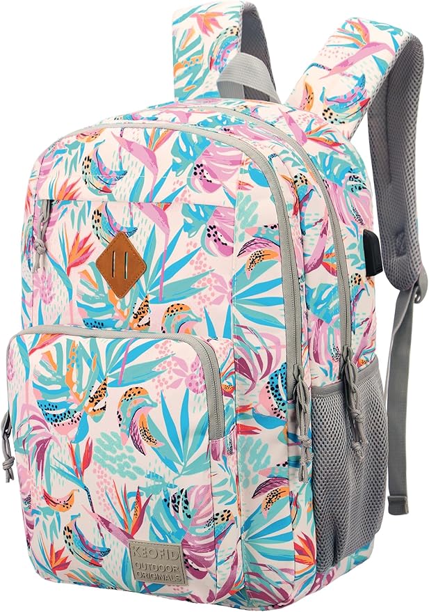 KEOFID Classic Laptop Backpack for Men and Women - Anti-Theft with USB Charging, Water Resistant, 15.6" Laptop Compartment, 1-Year Warranty