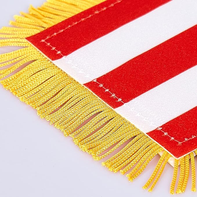 ZXvZYT 3 X 5 Inch Puerto Rico Window Hanging Flag Puerto Rican Small Mini Car Flags Banners Rearview Mirror Decoration - with Suction Cup & Golden Fringy Banner(2 Pack)