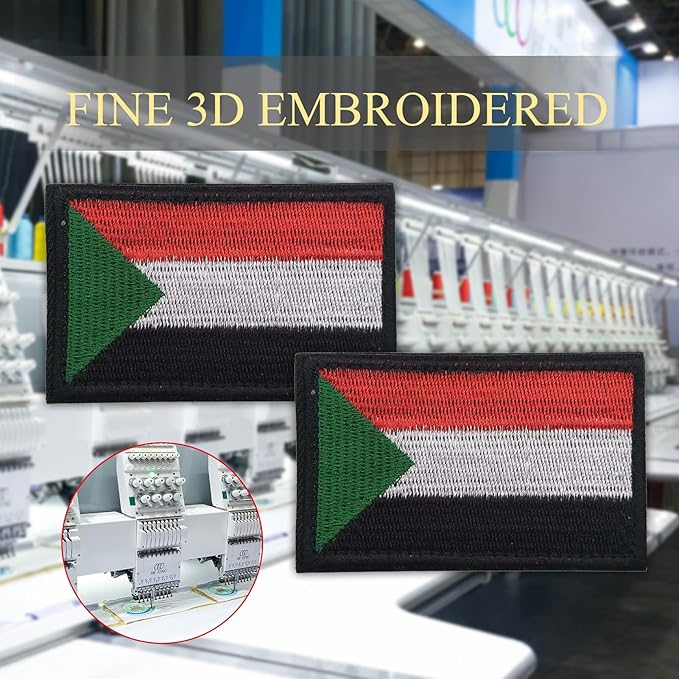 EmWoot 2PCS Sudan Flag Patch Embroidered Morale Patch Military Tactical Patches Hook and Loop