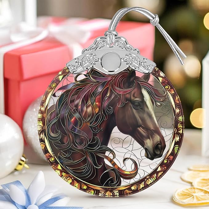 Stained Glass Ornaments, 2025 Christmas Ornament, Christmas Tree Ornament, Heirloom Keepsake, Gift Exchange, Gift Idea - Horse