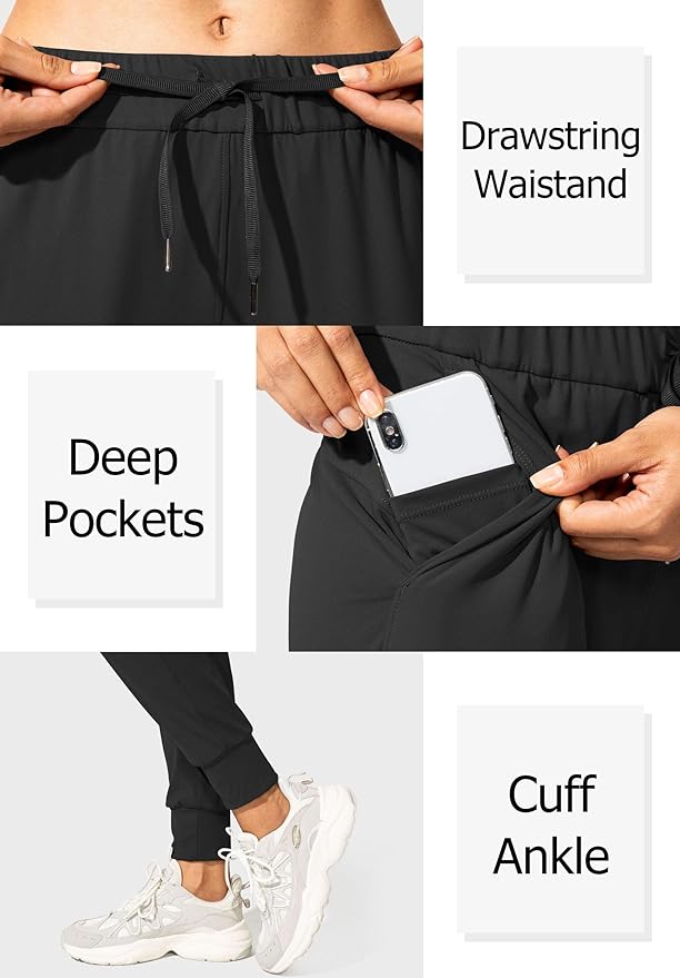 SANTINY Women's Joggers Pants Pockets Drawstring Running Sweatpants for Women Lounge Workout Jogging