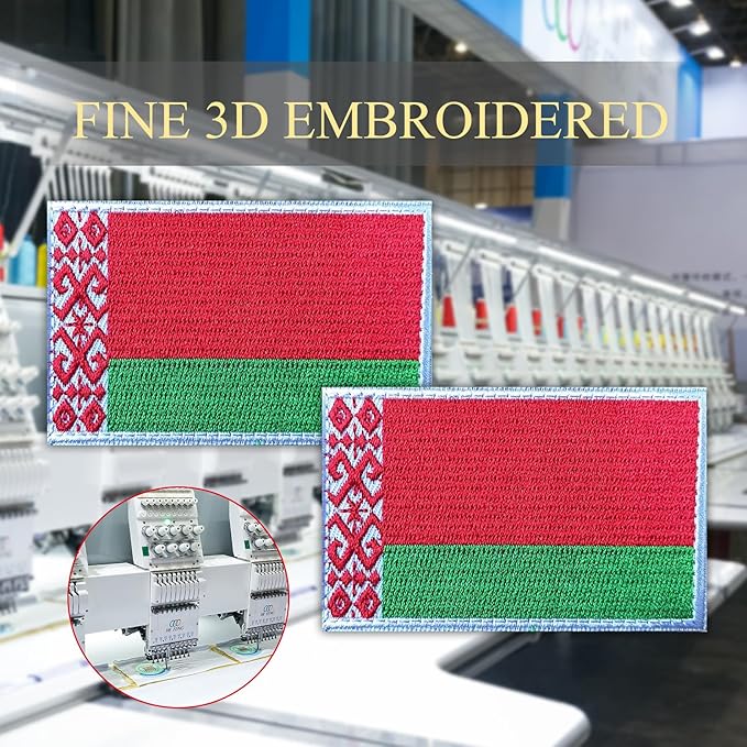EmWoot 2PCS Belarus Flag Patch Embroidered Morale Patch Military Tactical Patches Hook and Loop