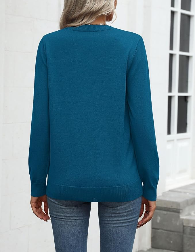 Zeagoo Womens 2026 Fall Sweaters Long Sleeve Tops Classic Crew Neck Pullover Sweaters Loose Dressy Casual Basic Clothes