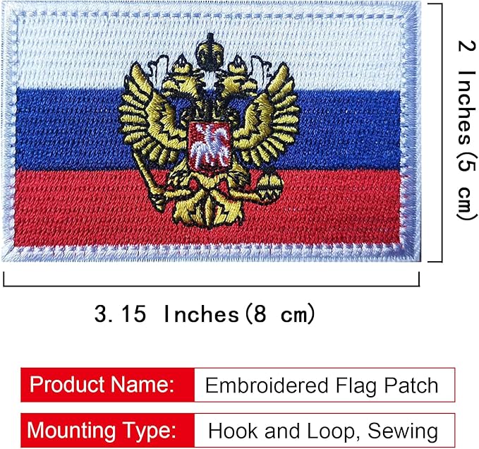 EmWoot 2PCS Russian Flag Emblem Patch Embroidered Morale Patch Military Tactical Patches Hook and Loop(Emblem)
