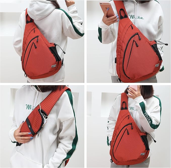TurnWay Water-Proof Sling bag/Crossbody Backpack/Shoulder Bag with USB Charging Port for Travel, Hiking, Cycling, Camping
