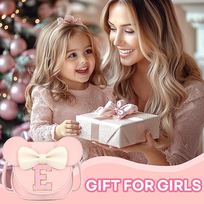 mibasies Toddler Purse Girl Gifts: Girls Birthday Gifts for 3-8 - Toys for Ages 2-4 Girls Mouse Ears Purse, Pink, Letter E