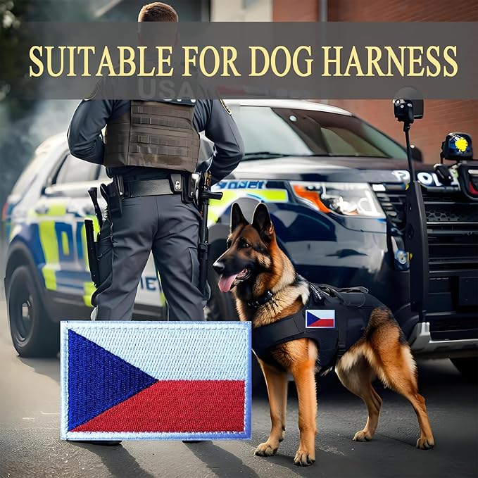 EmWoot 2PCS Czech Flag Patch Embroidered Morale Patch Military Tactical Patches Hook and Loop