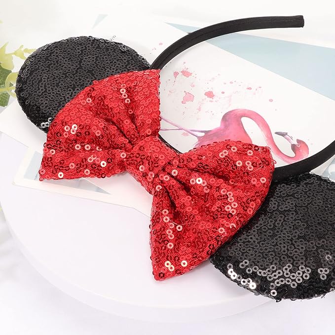 DRESHOW Mouse Ears Bow Headbands Glitter Party Decoration Cosplay Costume for Women