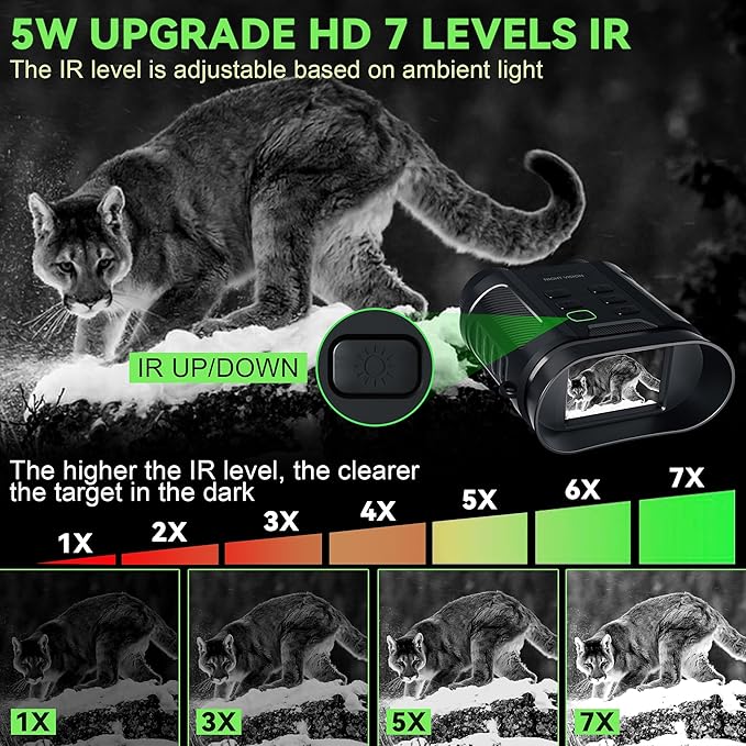 Valentines Day Gifts & Night Vision Goggles - 5W Upgraded 4K HD IR Binoculars - 8X Digital Zoom/Rechargeable Battery/32GB Card/Flashlight, Camping Exploration Gifts for Men Dad Husband Boy Friend