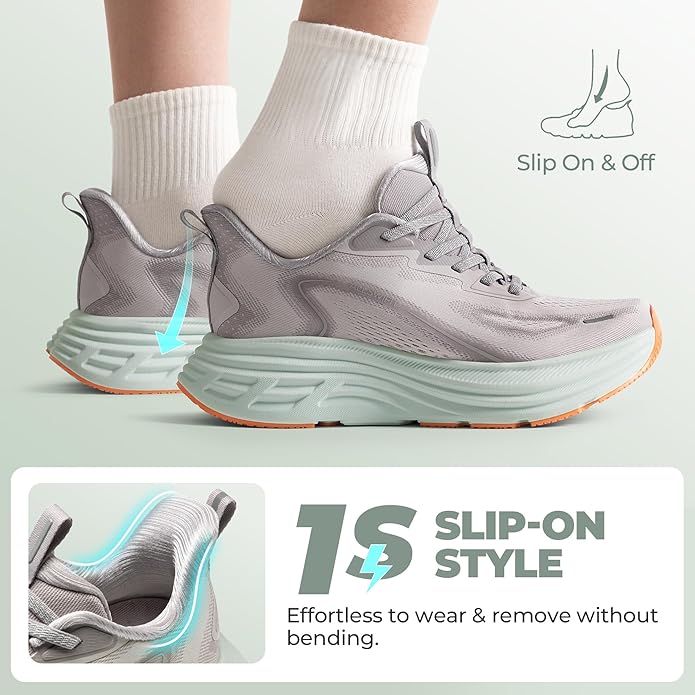 Women's Slip On Walking Shoes Hands-Free Cushion Running Tennis Shoes Non-Slip Comfortable Workout Gym Sports Athletic Fashion Sneakers