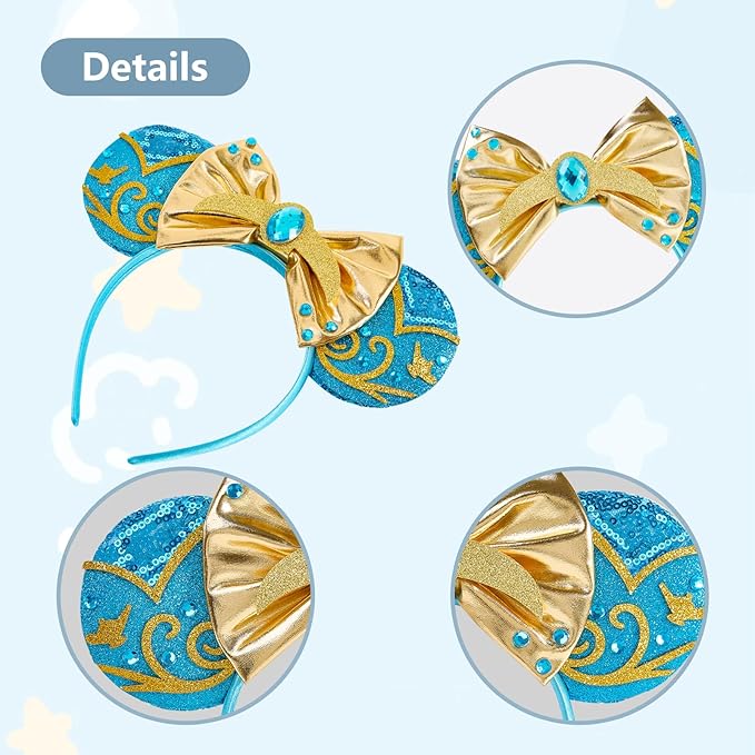 HAMUTH Mouse Ears Headband, Princess Mouse Ears Headband for Women Girls Adult, Princess Decorations for Party Trip Parks Cosplay Accessories