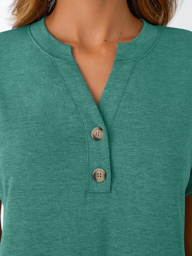 AUTOMET Women's Short Sleeve Shirts Henley Dressy Casual Summer Tops 2026 Spring Fashion Trendy Cute T-Shirts