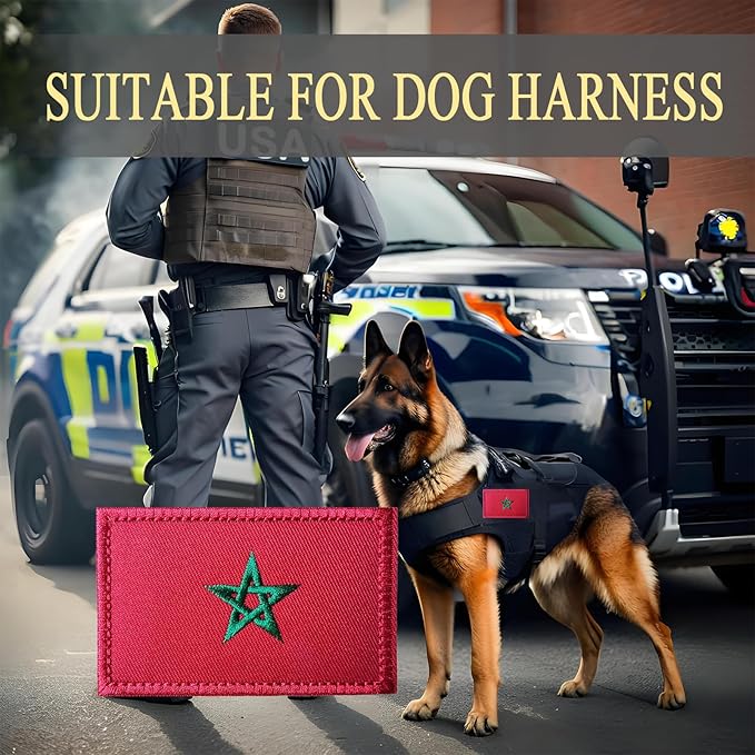 EmWoot 2PCS Morocco Flag Patch Embroidered Morale Patch Military Tactical Patches Hook and Loop