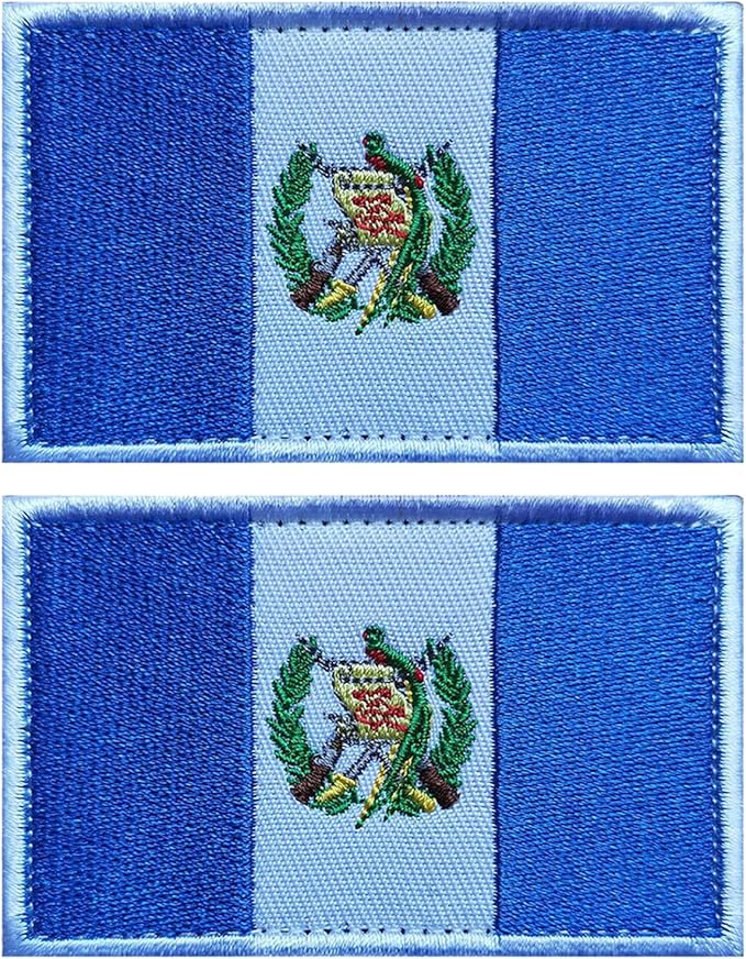 EmWoot 2PCS Guatemala Flag Patch Embroidered Morale Patch Military Tactical Patches Hook and Loop