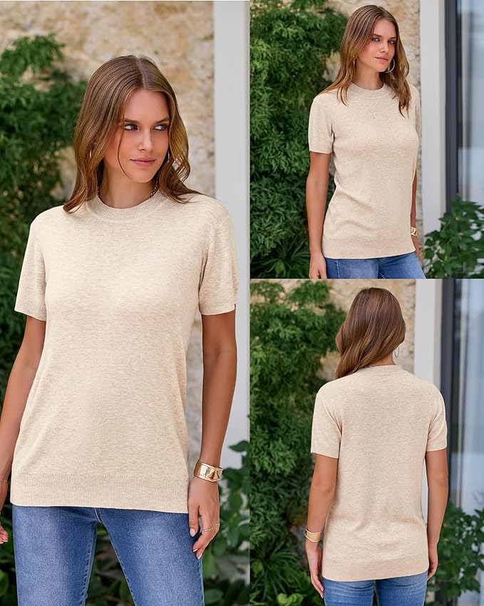 Arach&Cloz Women's Wool Blend Business Casual Essential Fall Layering Pullover Sweaters