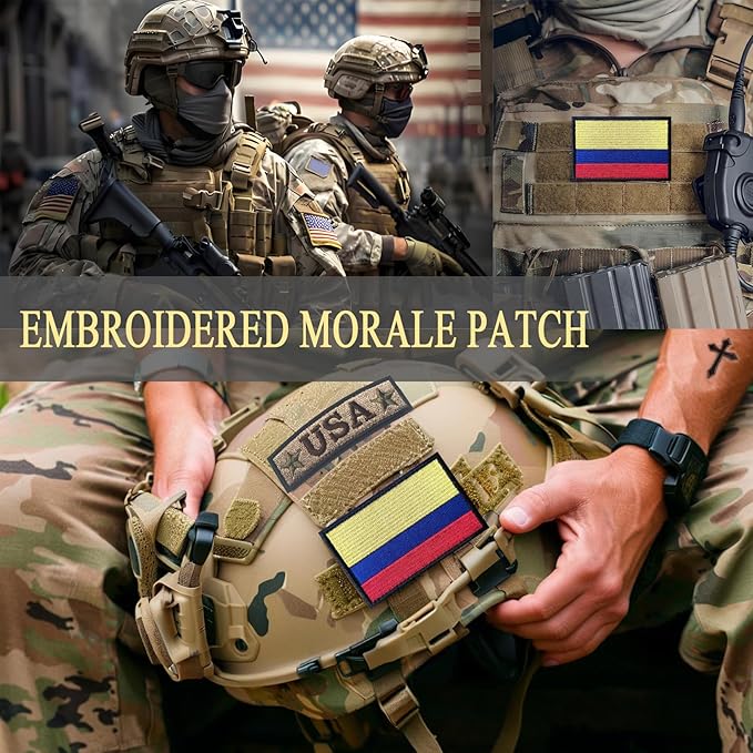 EmWoot 2PCS Colombia Flag Patch Embroidered Morale Patch Military Tactical Patches Hook and Loop