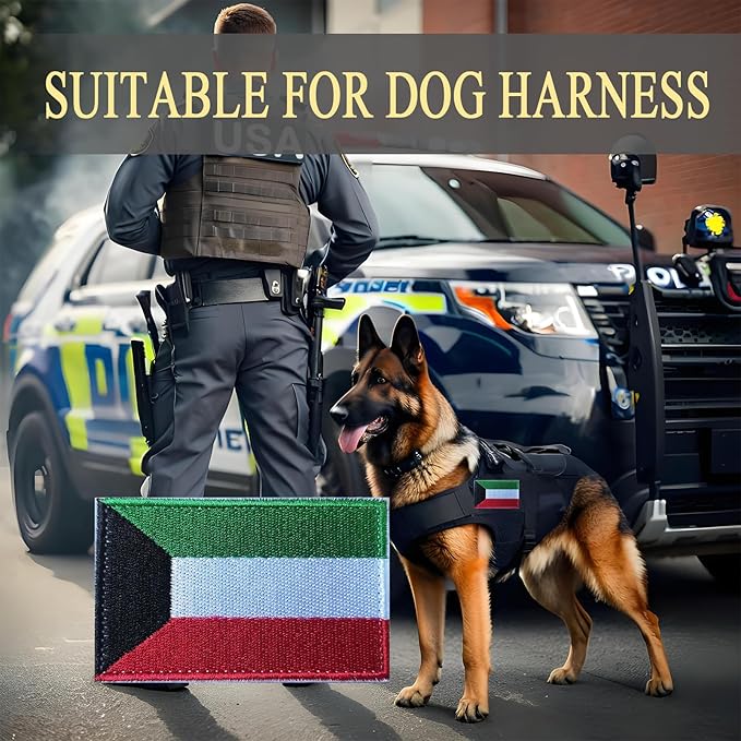 EmWoot 2PCS Kuwait Flag Patch Embroidered Morale Patch Military Tactical Patches Hook and Loop