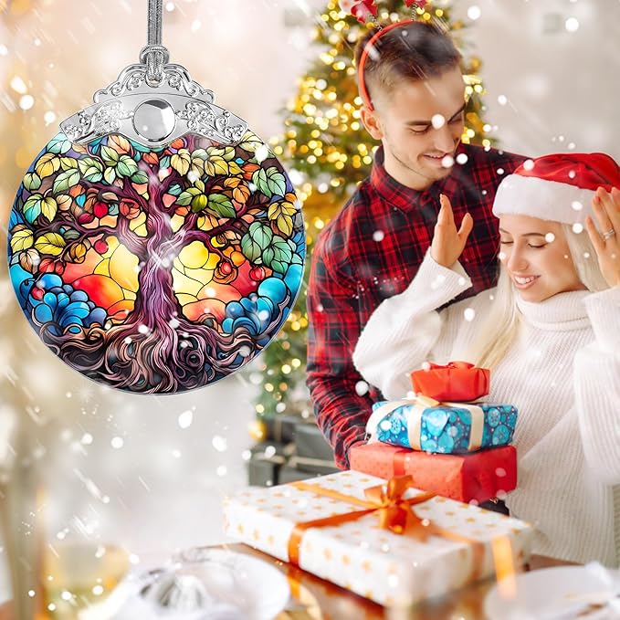 Jocidea Tree of Life Christmas Ornament, Stained Glass Decor, Gifts & Holiday Ideas