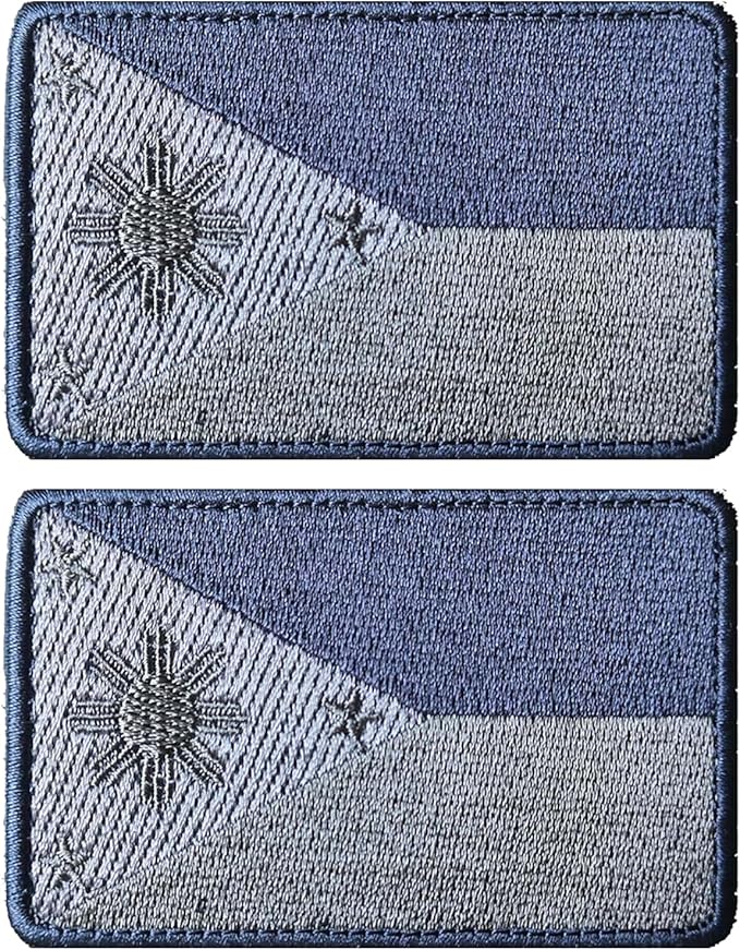 EmWoot 2PCS Philippines Flag Patch Embroidered Morale Patch Military Tactical Patches Hook and Loop(Khaki)