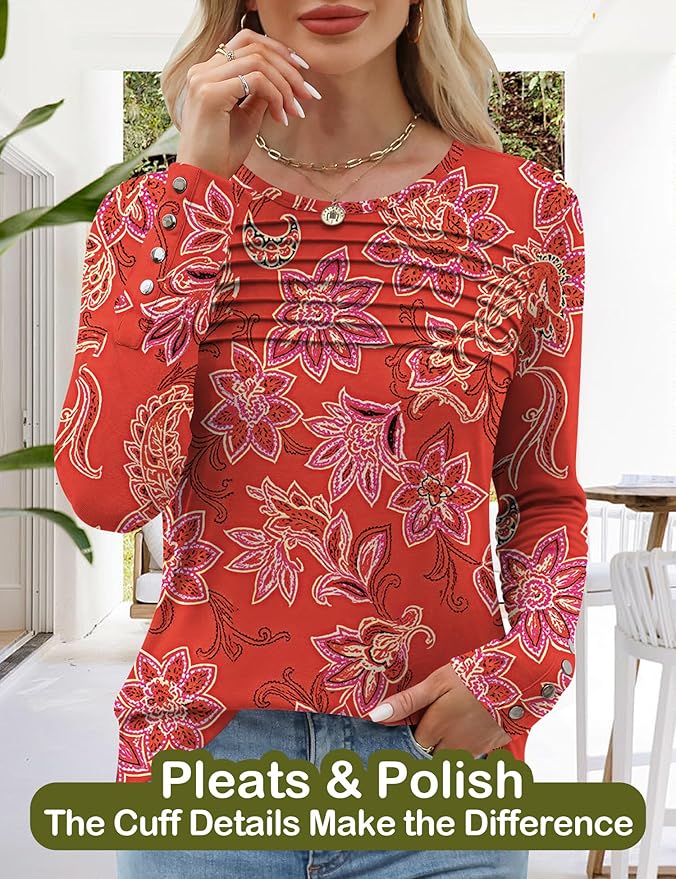 Blouses for Women Dressy Casual Long Sleeve Fall Fashion Tops Trendy Outfits for Work Office Shirts Thicker Clothes