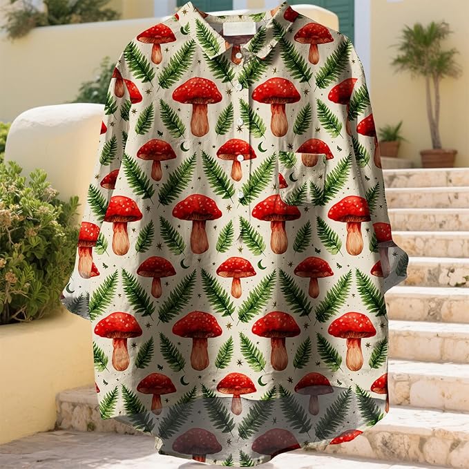 Women Funny Graphic Long Sleeve Floral Blouses Plus Size Button Shirts Casual Cute Vneck Fall Tunic Tops Trendy