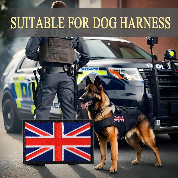 EmWoot 2PCS British UK United Kingdom Flag Patch Embroidered Morale Patch Hook and Loop(Black Border)