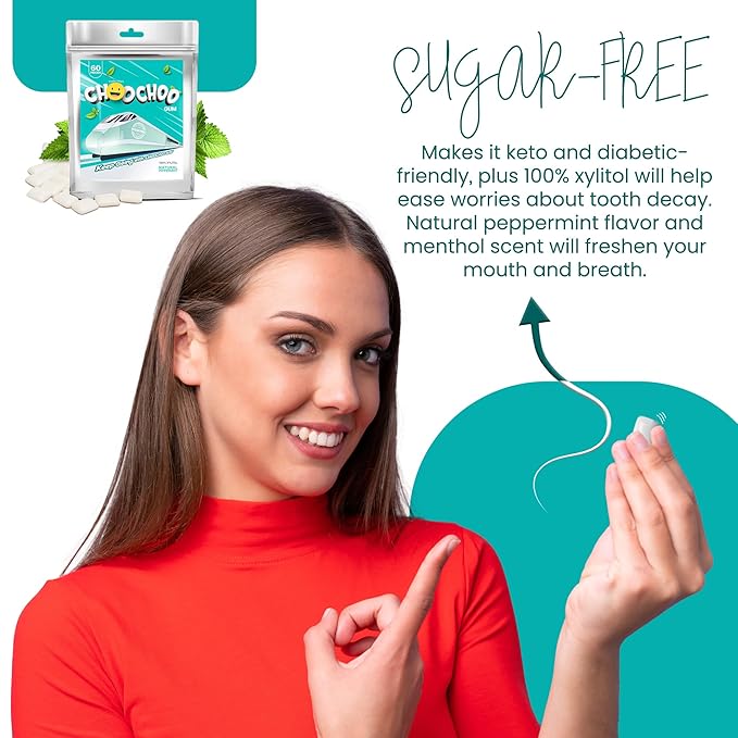 100% Xylitol Vitamin Gum | Sugar-Free, Natural Peppermint for Fresh Breath | Energy Booster, Low Dose Caffeine for sensitive individuals | B Complex, Ginseng | NO Aspartame / Sorbitol / Sucralose | NO Artificial Flavors / Colors | 60 Count